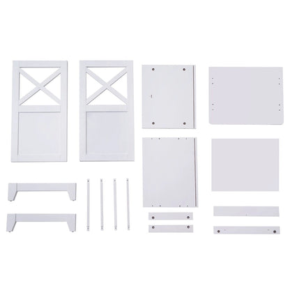 2-Drawer White Wooden Nightstands Storage Cabinet