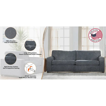 New Classic Furniture Leo Cushion Back Sofa, Made in USA
