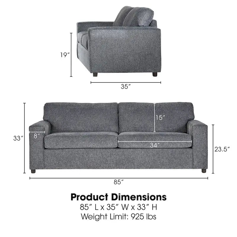 New Classic Furniture Leo Cushion Back Sofa, Made in USA