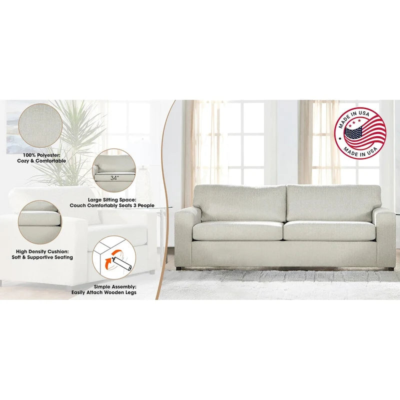 New Classic Furniture Leo Cushion Back Sofa, Made in USA