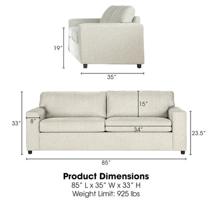 New Classic Furniture Leo Cushion Back Sofa, Made in USA