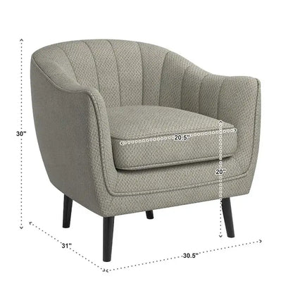 Mid-Century Channel-Tufted Accent Chair with Removable Cushion Cover