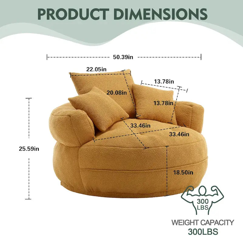 Circular wide living room fabric sofa, balcony homestay lazy sofa chair