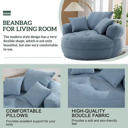 Circular wide living room fabric sofa, balcony homestay lazy sofa chair