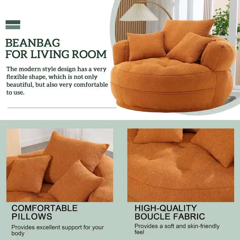 Circular wide living room fabric sofa, balcony homestay lazy sofa chair