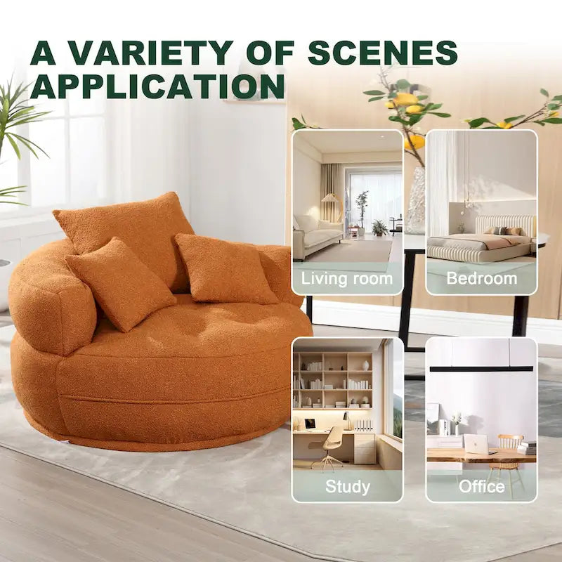 Circular wide living room fabric sofa, balcony homestay lazy sofa chair
