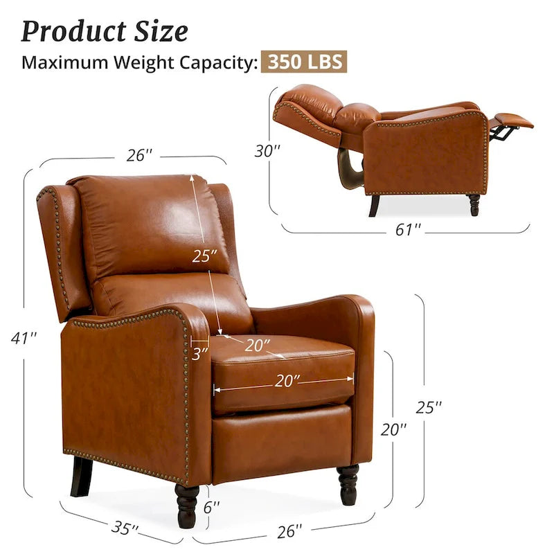 Genuine Leather Recliner Chair Comfortable Chairs for Living Room