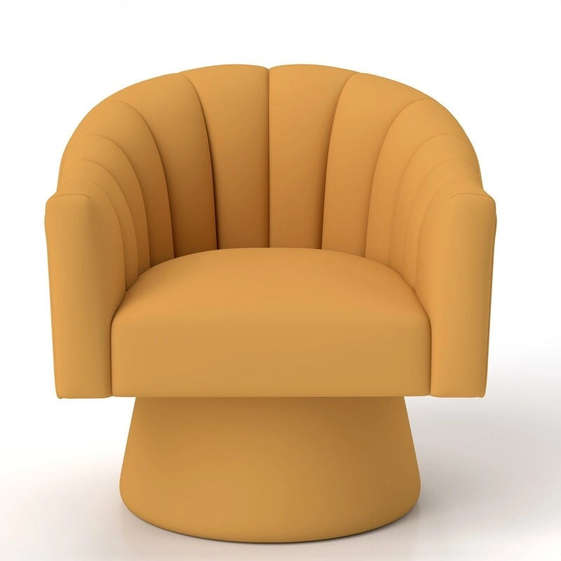 Modern Glam Velvet Upholstered Round Swivel Accent Arm Barrel Chair for Living Room Set of 2