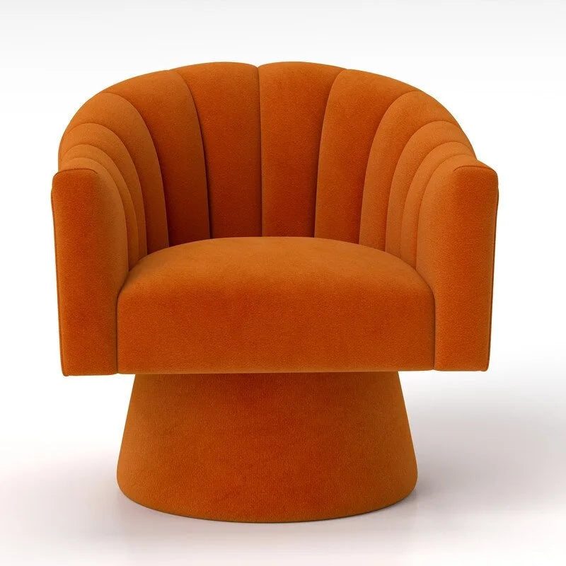 Modern Glam Velvet Upholstered Round Swivel Accent Arm Barrel Chair for Living Room Set of 2
