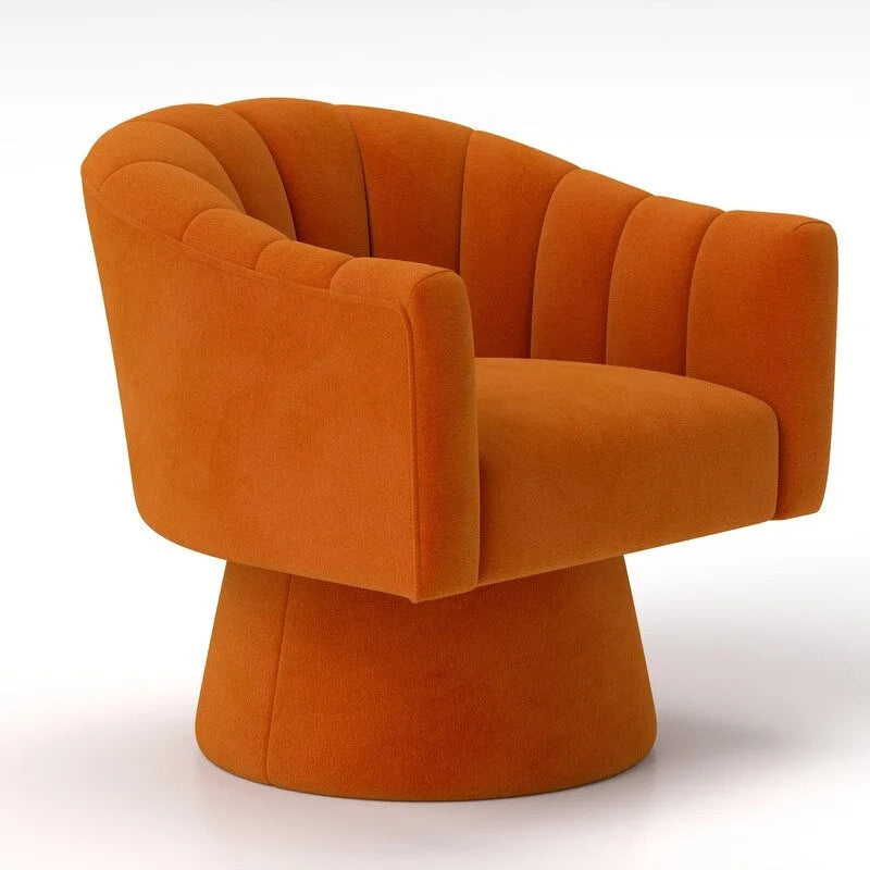 Modern Glam Velvet Upholstered Round Swivel Accent Arm Barrel Chair for Living Room Set of 2