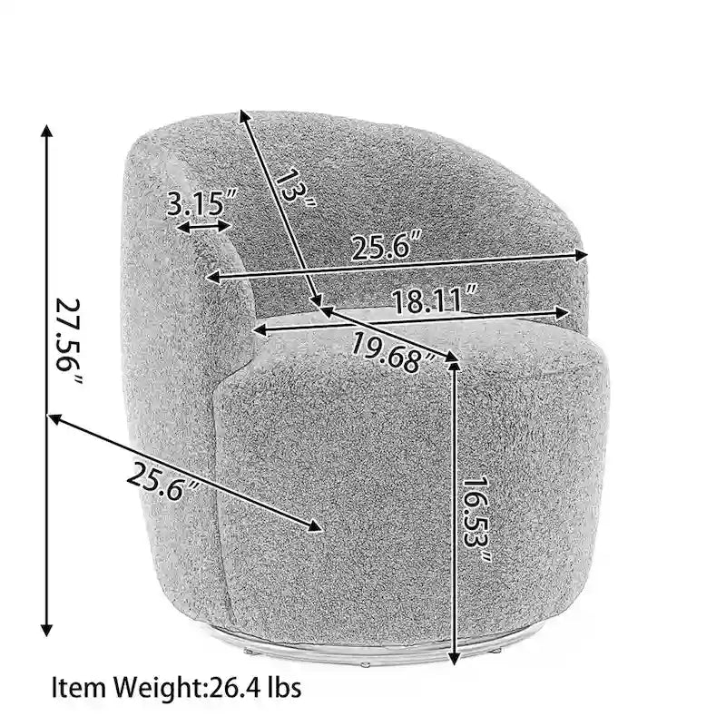 Swivel Accent Chair, Modern Round Vanity Chair for Living Room, Comfy Velvet Barrel Armchair, Small Single Sofa