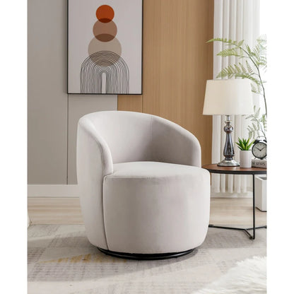 Swivel Accent Chair, Modern Round Vanity Chair for Living Room, Comfy Velvet Barrel Armchair, Small Single Sofa