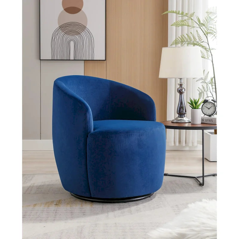Swivel Accent Chair, Modern Round Vanity Chair for Living Room, Comfy Velvet Barrel Armchair, Small Single Sofa