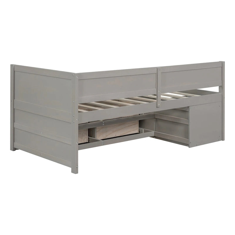 Daybed with Storage Drawers and Bookcase Shelves,Captains Corner Day Bed for Kids Boys Girls Adults