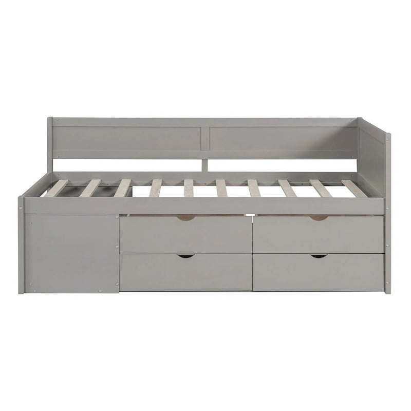 Daybed with Storage Drawers and Bookcase Shelves,Captains Corner Day Bed for Kids Boys Girls Adults
