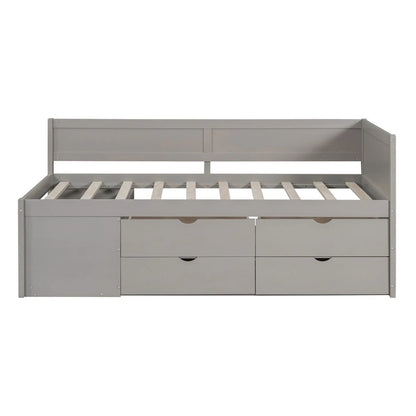 Daybed with Storage Drawers and Bookcase Shelves,Captains Corner Day Bed for Kids Boys Girls Adults