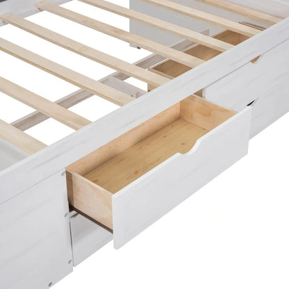 Daybed with Storage Drawers and Bookcase Shelves,Captains Corner Day Bed for Kids Boys Girls Adults