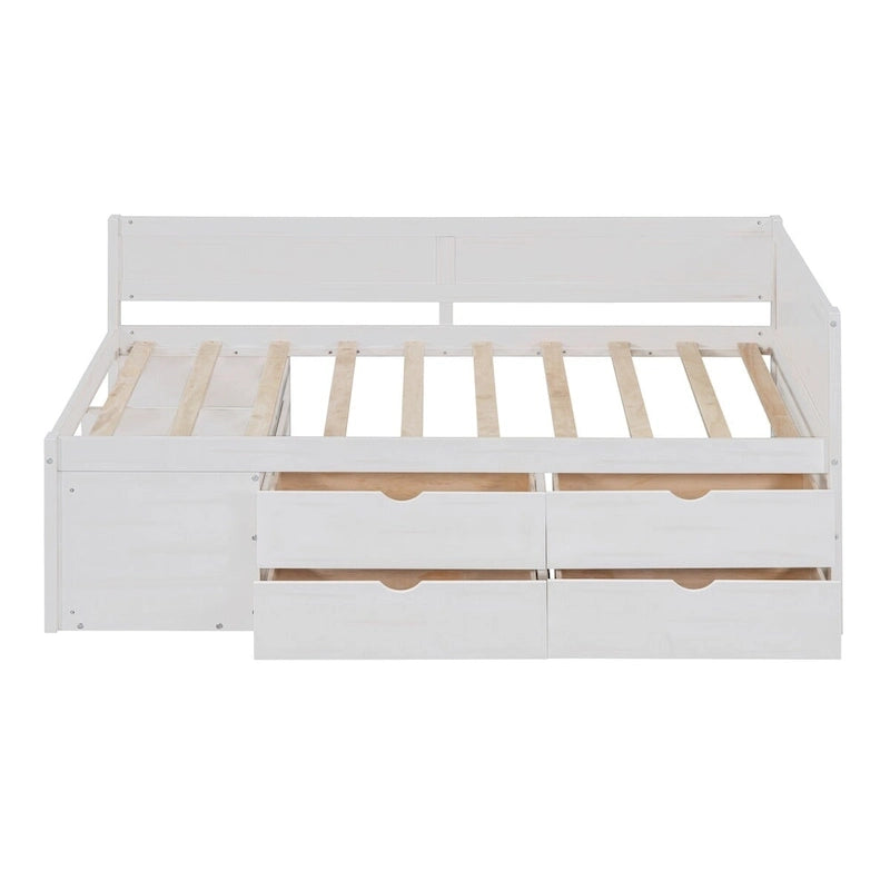 Daybed with Storage Drawers and Bookcase Shelves,Captains Corner Day Bed for Kids Boys Girls Adults