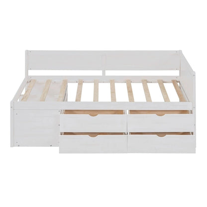 Daybed with Storage Drawers and Bookcase Shelves,Captains Corner Day Bed for Kids Boys Girls Adults