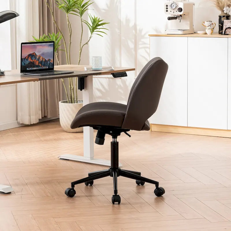 Swivel Armless Ergonomic Office Chair with Wheels