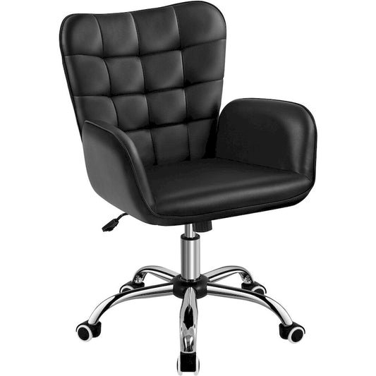 Yaheetech Faux Leather Desk Chair with Padded Armrests Modern Office Chair - N/A