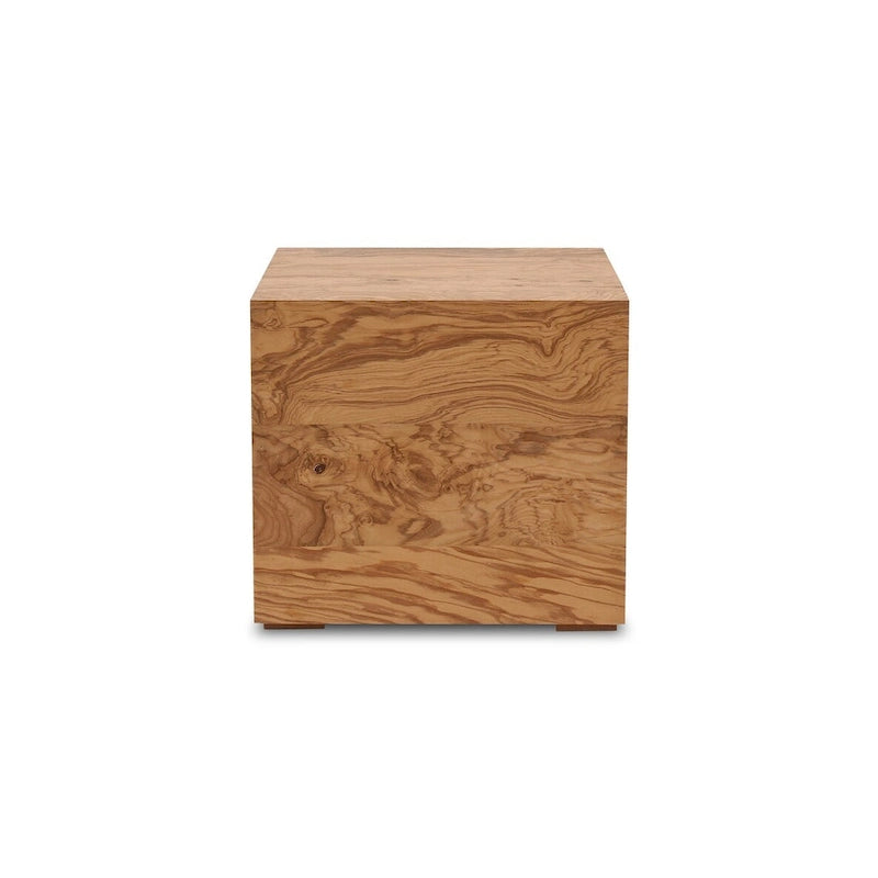 Macari Modern Natural Burl Wood Side Table - 18W x 18D x 16H