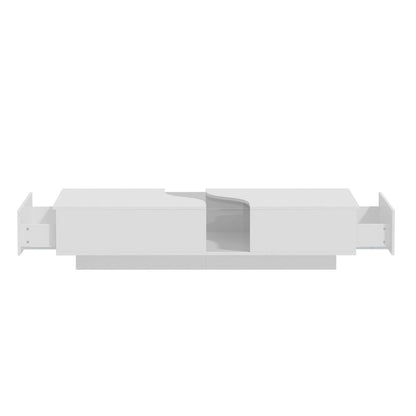 Luminous Chic: White Dual-Drawer Coffee Table with LED Display Top