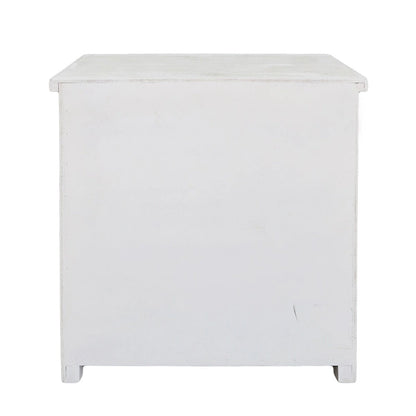 Rustic Hollow-Carved Wood Storage Cabinet with 1 Drawer and 2 Doors, Antique White, 31 H - 27.6 x 13.8 x 31