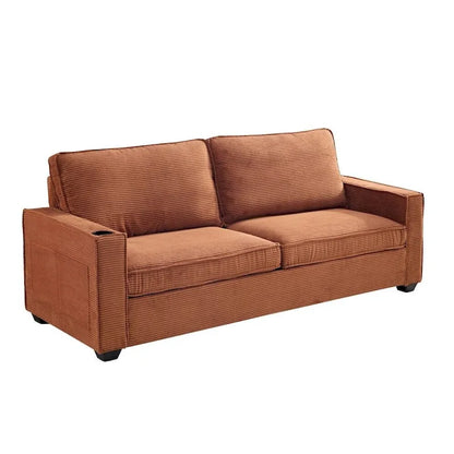 87.4 Inch Modern Design Sofa with Cup Holder and Storage Bags