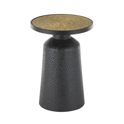 Metal Handmade Side End Accent Table with Rope Tabletop - Black - Roche River Decor
