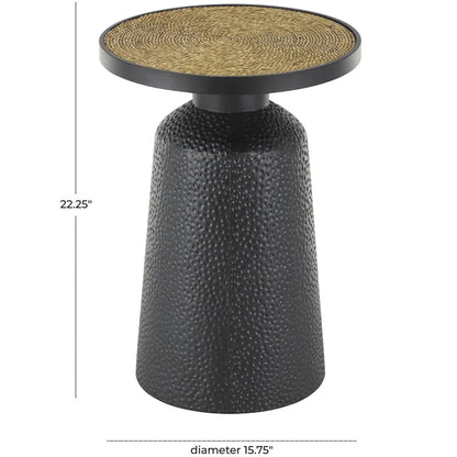 Metal Handmade Side End Accent Table with Rope Tabletop - Black - Roche River Decor