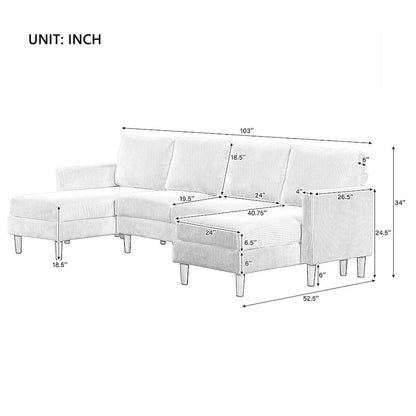 103W U-shaped Cushion Combination Sofa,